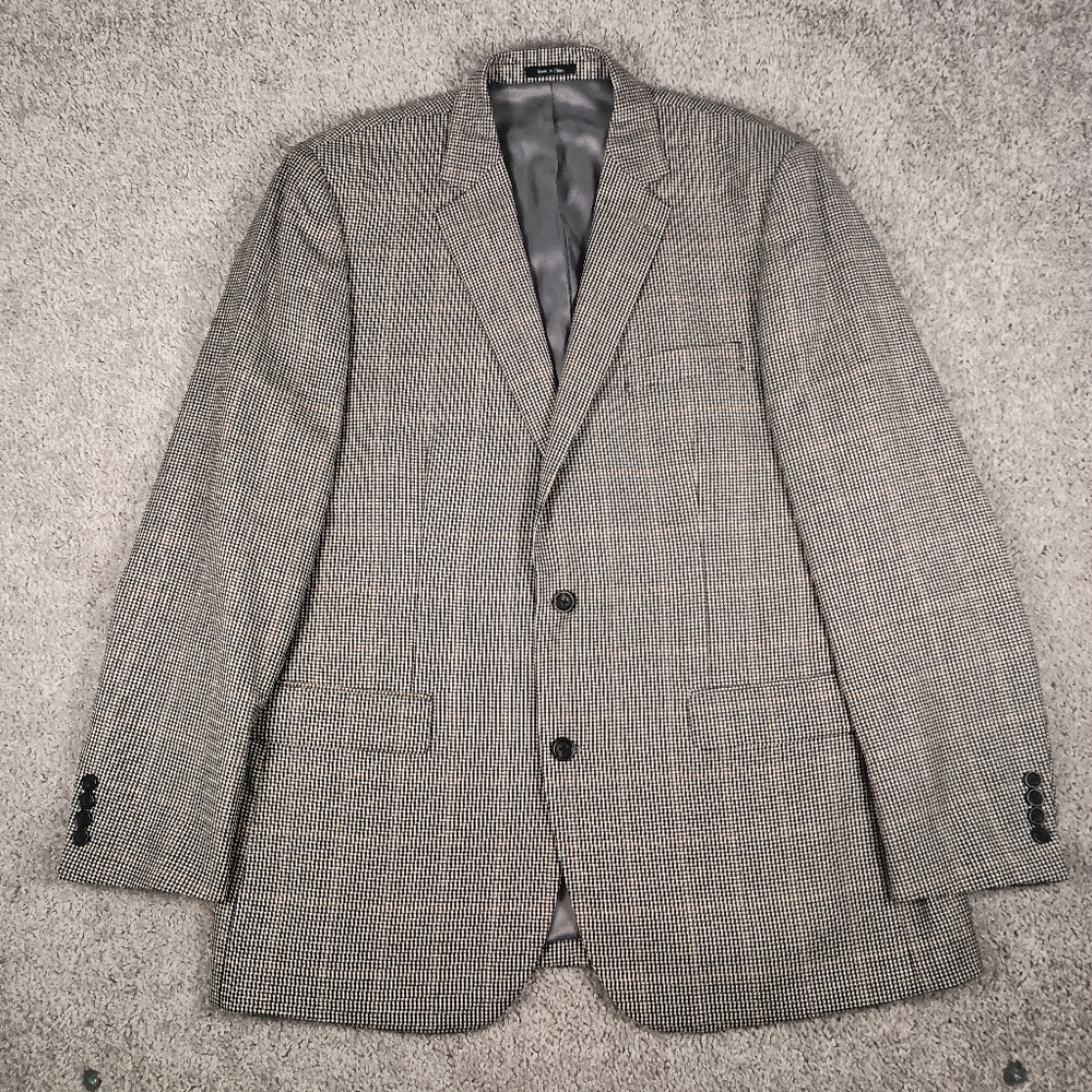 Joseph & Feiss Gold 46 Long Window Pane Check Mens Blazer - Picture 2 of 12